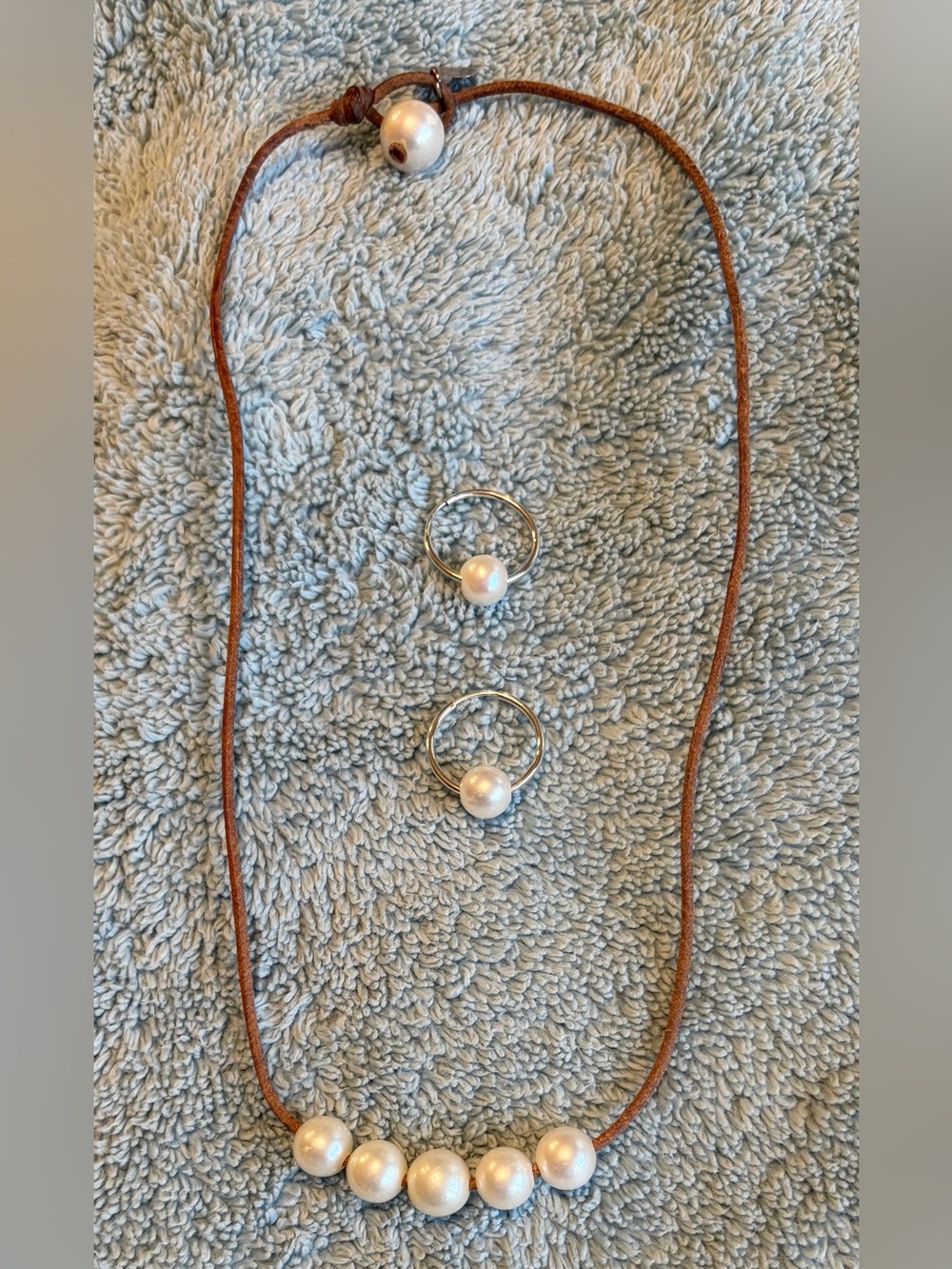 Wendy Mignot Handcrafted White Pearl Necklace and Earrings Set